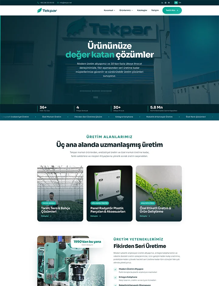 TEKPAR web tasarım projesi