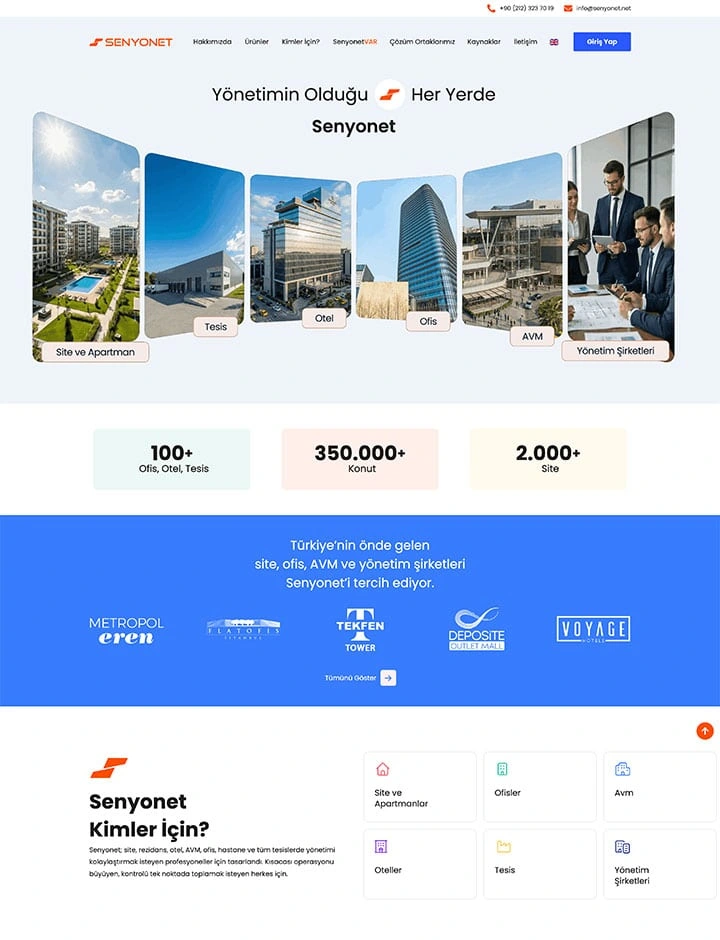Yazılım ve Bilişim sektöründe Web Tasarım referansı: Senyonet