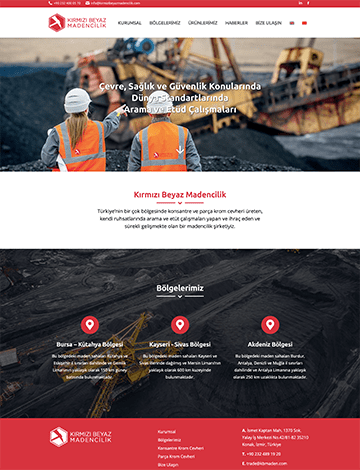 kırmızı beyaz madencilik web tasarım